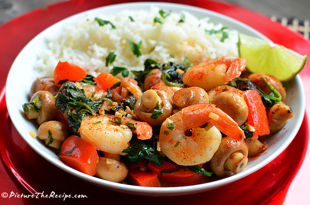 Lime Shrimp with Mushrooms & Spinach