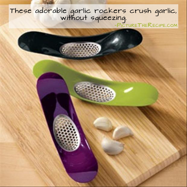 Genius Kitchen Ideas- Garlic Rocker crushes garlic without squeezing