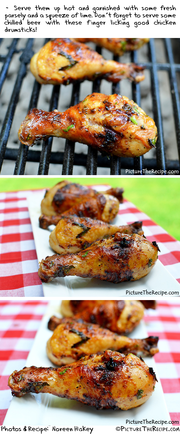 Grilled Beer Marinated Chicken Legs by PictureTheRecipe
