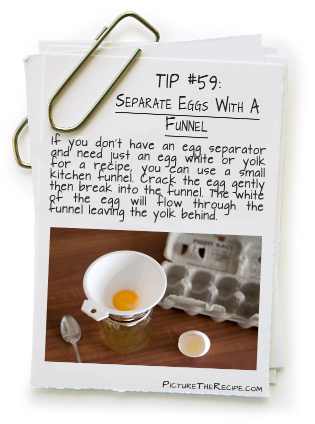 Picture The Recipe Tips - Separating Eggs with a funnel