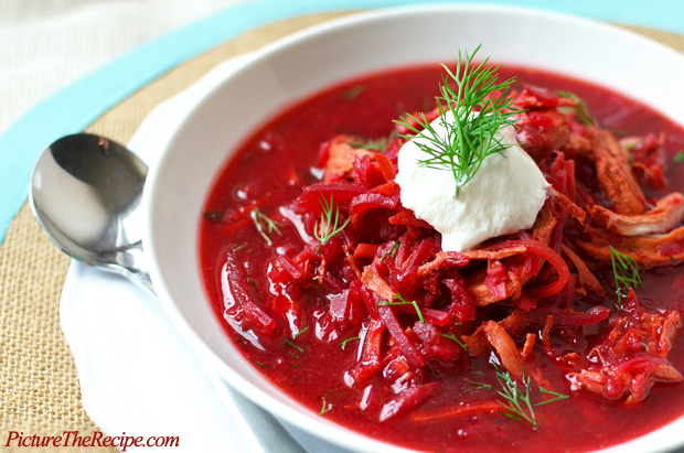 Borscht- Beet and Chicken Soup by PictureTheRecipe