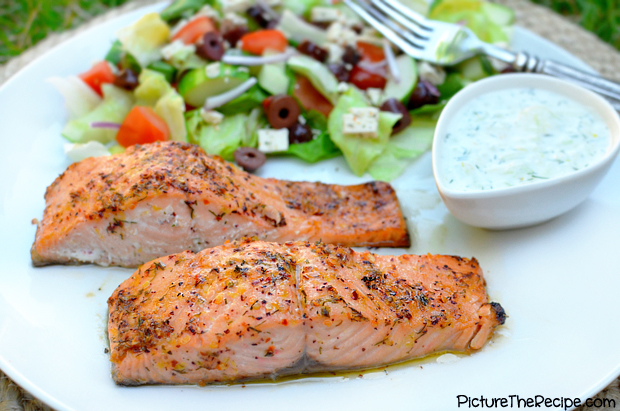 Greek Marinated Salmon by PictureTheRecipe