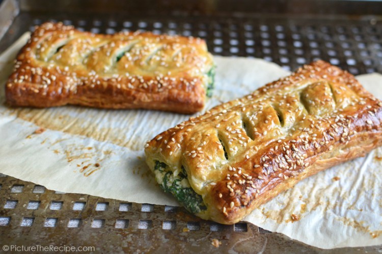 Spinach Puff Pastry Rolls with Feta and Ricotta by PictureTheRecipe com