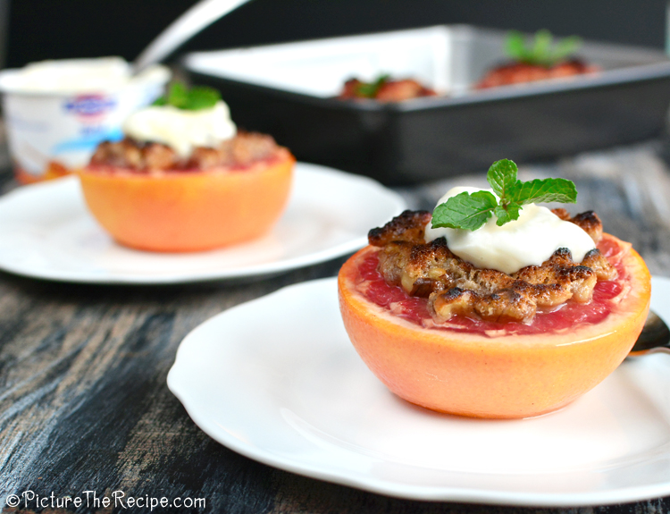 Broiled Grapefruit w GF Streusel Topping by PictureTheRecipe com