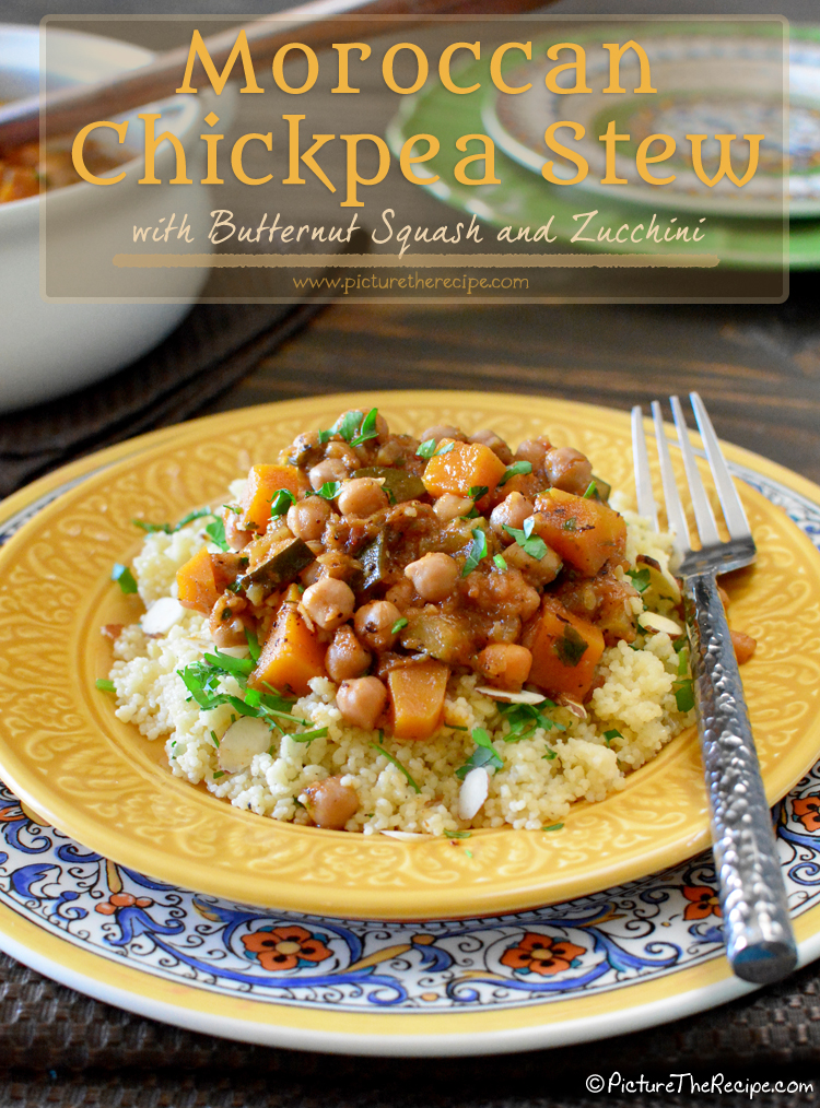 Moroccan Chickpea Stew with Butternut Squash and Zucchini by PictureTheRecipe com
