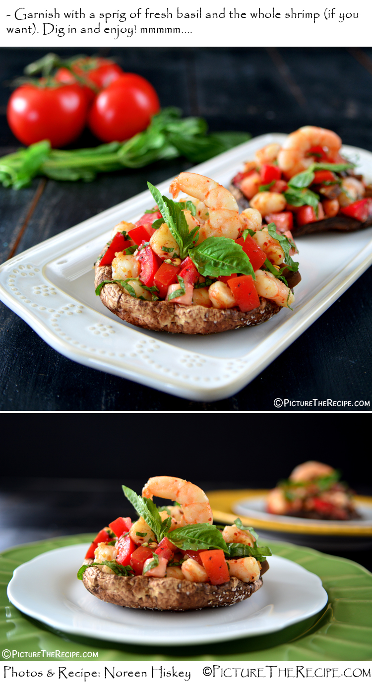 Roasted Portobello with Spicy Shrimp Bruschetta Recipe- PictureTheRecipe