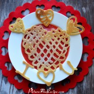 Valentines Day Breakfast: Lace Heart Pancakes With Strawberry Sauce