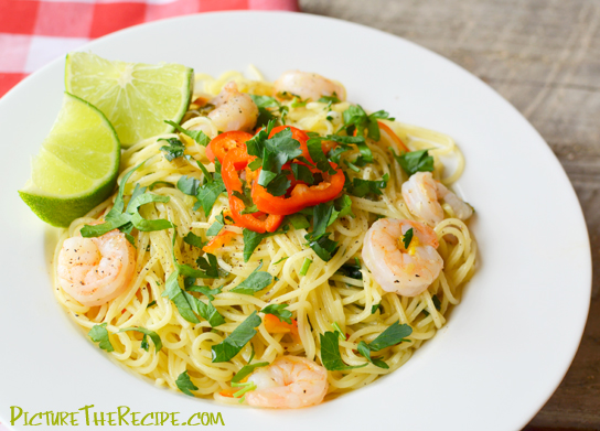 Angel Hair Pasta With Shrimp, Red Chili & Lime