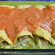Enchiladas With Green and Red Sauce