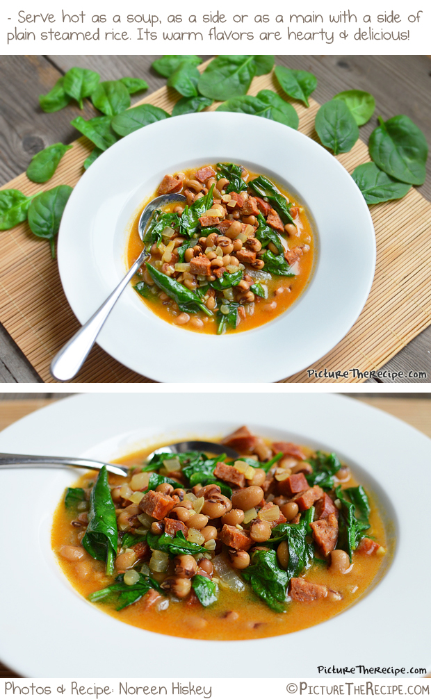 Curried Black-eyed Peas With Sausage and Spinach | Picture the Recipe