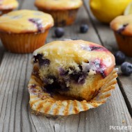 Lemon-Glazed Blueberry Yogurt Muffins