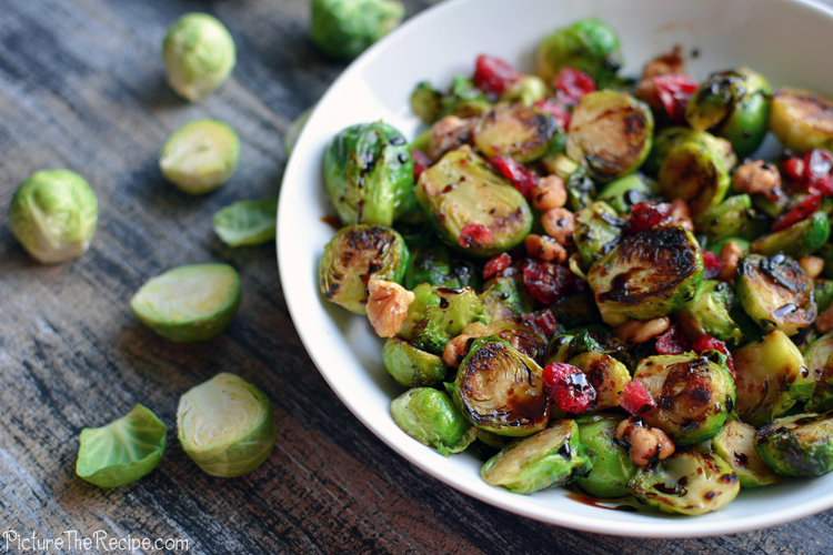 Brussels Sprouts With Cranberries and A Balsamic Drizzle